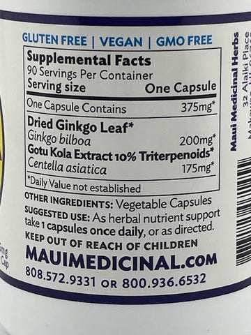 Ginkgo + Gotu Kola Extract 90 Vcaps - 375 mg per capsule
