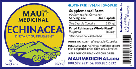 Echinacea Purpurea Organic Root 90 Veggie Caps - 380 mg per capsule