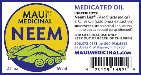 Neem Oil 2oz. "Mauifarmacy Grown" USA