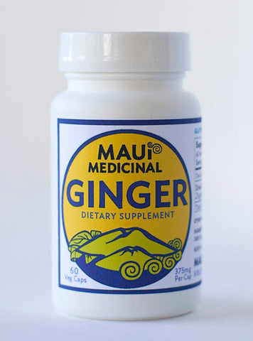 GINGER ROOT 60 Veggie Capsules - 375 mg per capsule "Hawaiian Grown"