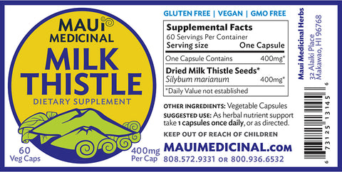 Milk Thistle 60 Vcaps - 400 mg per capsule "Certified Organically Grown"