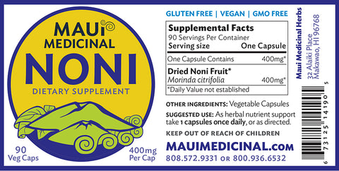 NONI FRUIT 90 Vcaps - 400 mg per capsule