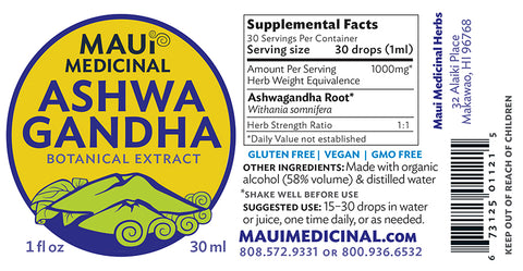 Ashwagandha Root 1 oz. Extract  "Mauifarmacy Grown"