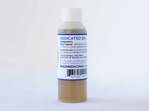 Noni Leaf Medicated Oil - 2 oz "Mauifarmacy Grown"