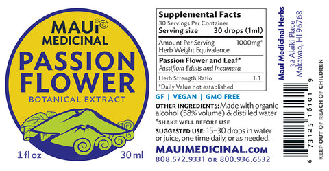 Passion Flower 1oz. Extract "Mauifarmacy Grown"