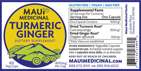 Turmeric Plus Ginger 60 Vcaps - 400mg per capsule