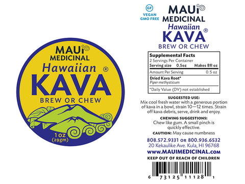 Hawaiian Kava® Brew or Chew 1oz 100% Root