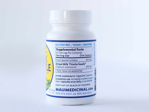 Milk Thistle 60 Vcaps - 400 mg per capsule "Certified Organically Grown"